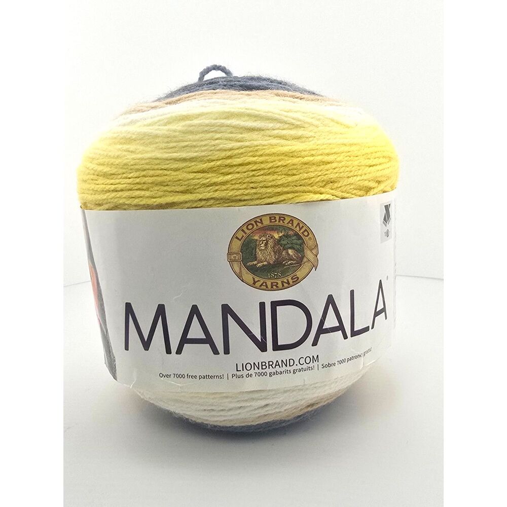 Lion Brand Mandala Variegated Yarn Cake Blue Yellow Serpent Rated 3 590 Yds.